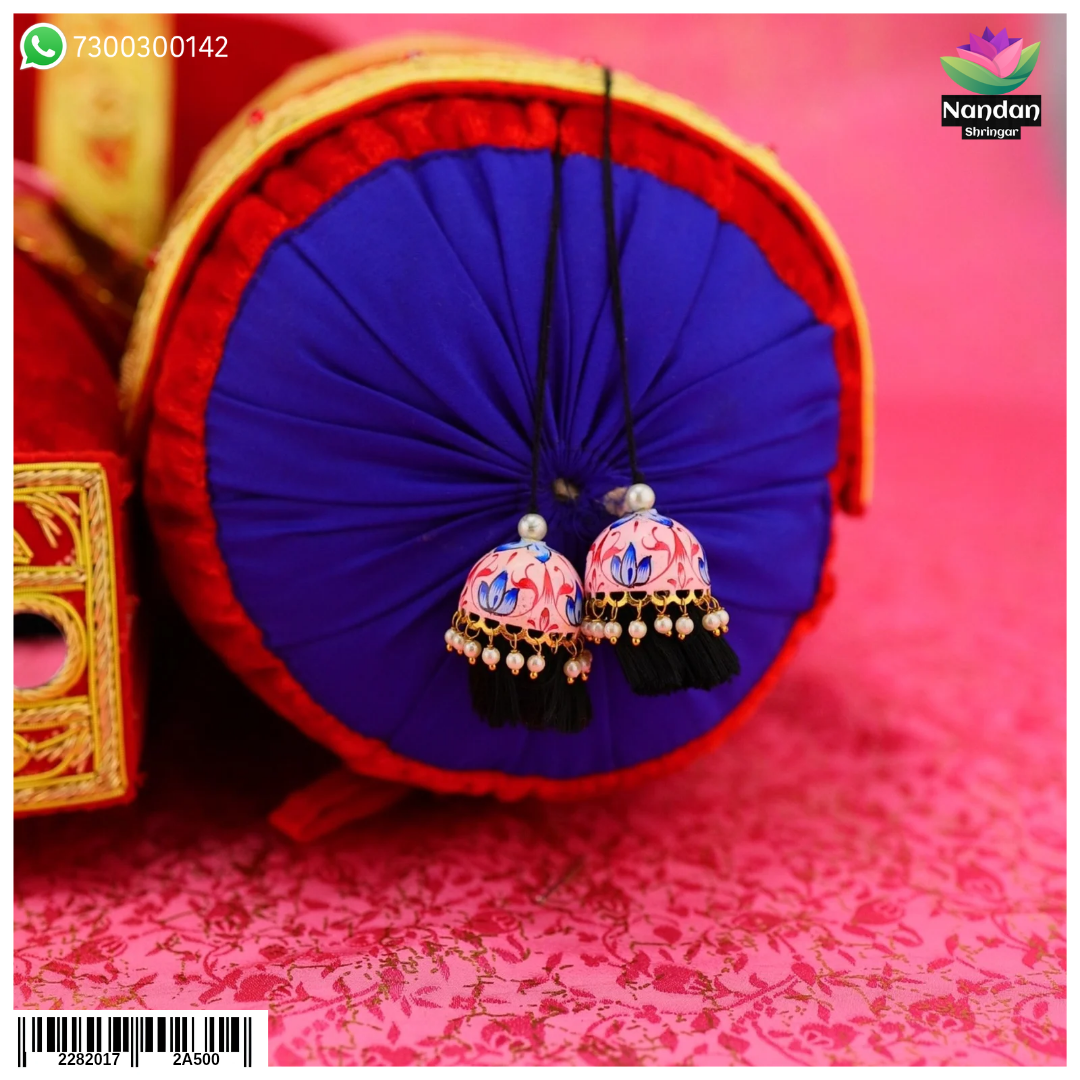 Pink Meenakari Jaba jewelry piece from Nandan Shringar featuring intricate design and vibrant colors, perfect for traditional adornment.