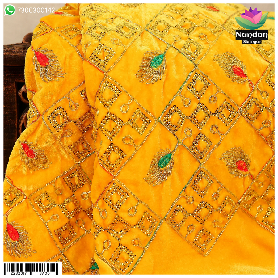 Velvet Mayur Vastra - Yellow
