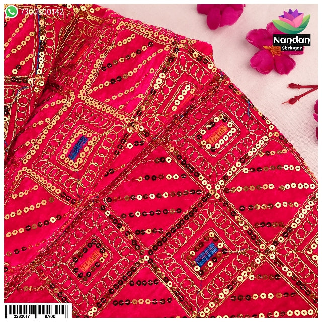 Velvet Chokhana Vastra - Dark Pink
