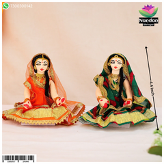 Pair of traditional cloth Gopi earrings from nandanshringars, featuring intricate design and 4-inch length.