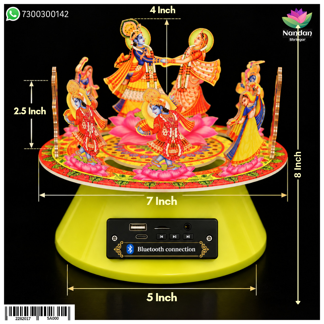 Nandan Shringar Raas Mandali with colorful traditional jewelry, featuring intricate designs and vibrant beads.