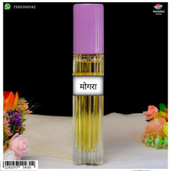 Nandanshringars Itra Spray Mogra 60 ML bottle with floral design, showcasing the Mogra scent and elegant packaging.
