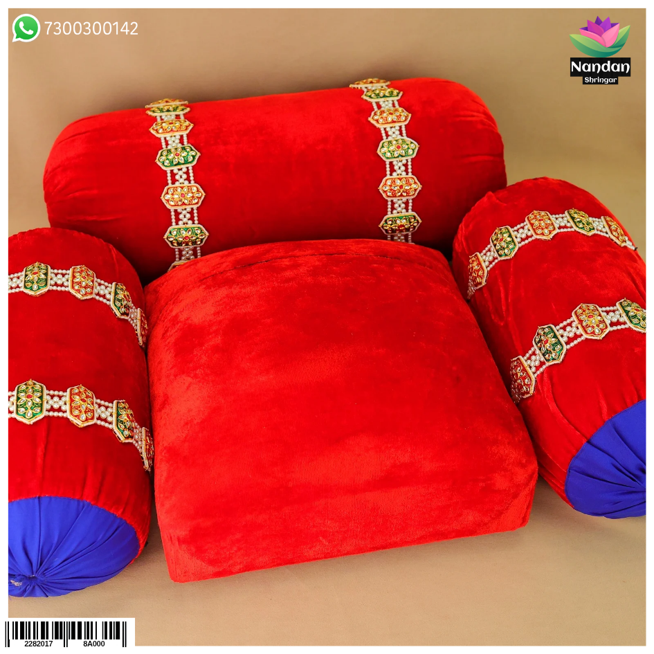 Nandan Shringar Takiya Patte Set, 10-inch Gaadi Ji with vibrant decorative patterns for Janmashtami celebrations.