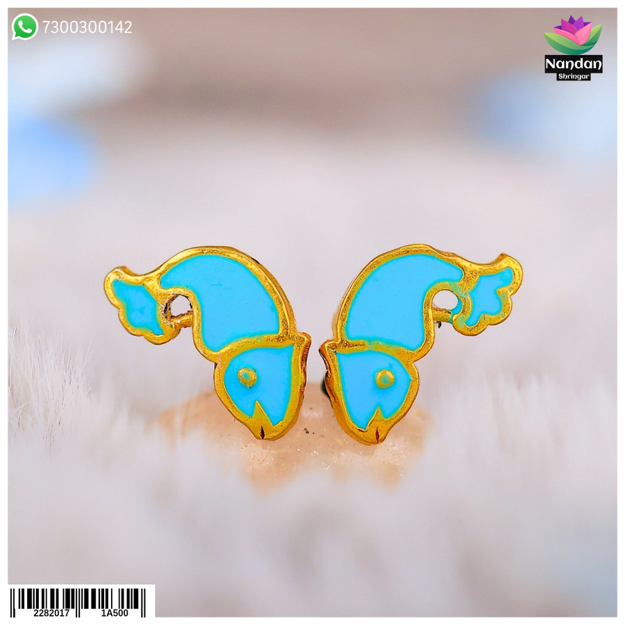 Meenakari Matasyakrit Kundal - Blue (Silver)