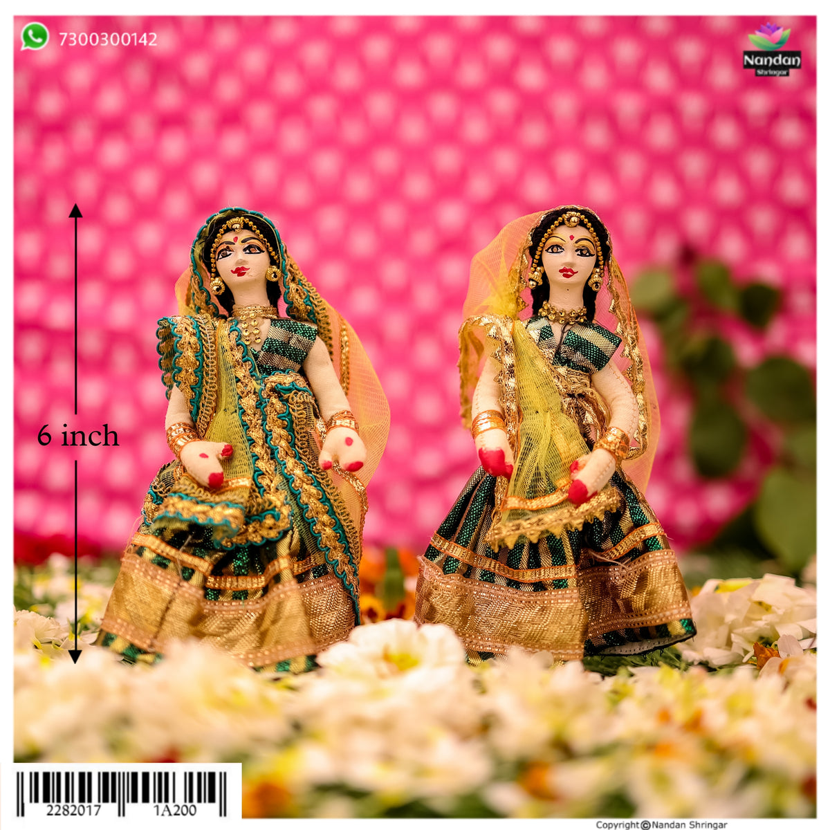 Pair of 6-inch cloth Gopi earrings from Nandanshringars, featuring intricate traditional design and vibrant craftsmanship.