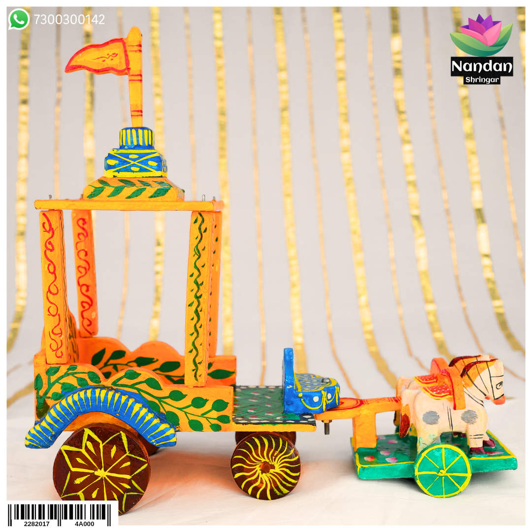 Hand-painted wooden Rath No.1 by nandanshringars, featuring vibrant colors and intricate design details.