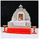 Silver Sinhasan Saagwan Wood
