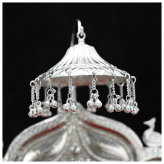 Silver Sinhasan Saagwan Wood