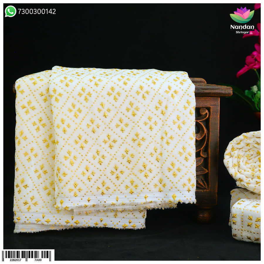 Laddu Gopal Vastra Chokdi Velvet - White