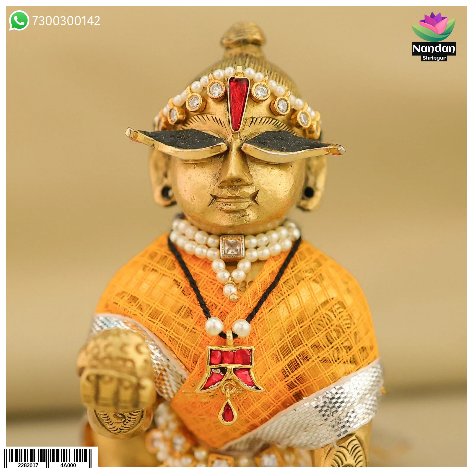 Nandanshringars Jadaau Waghnakh with real pearl (Manek), intricate traditional Indian jewelry featuring detailed craftsmanship.