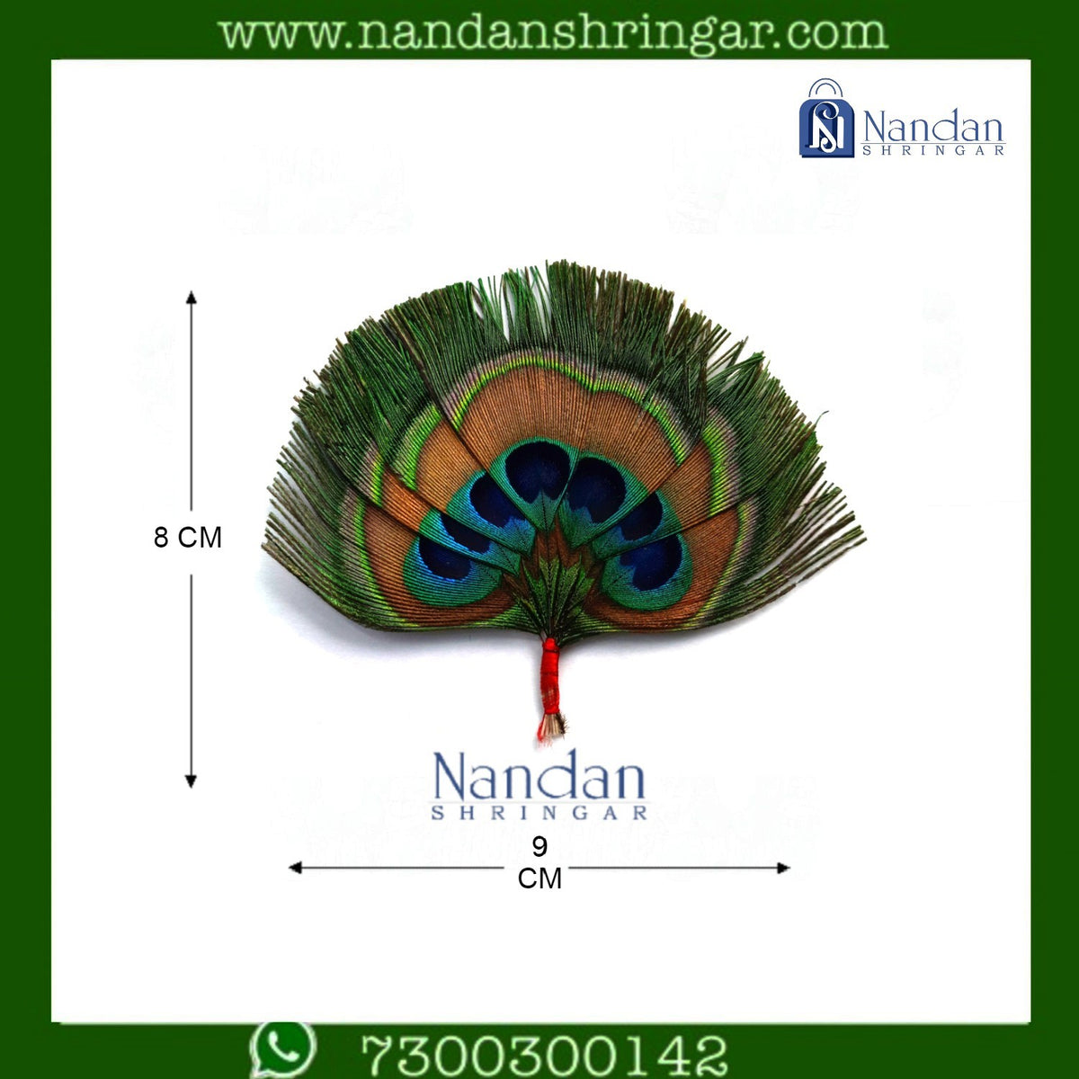 Blue-bordered 7 Mor Pankh Ki Jod single side jewelry piece by Nandanshringars, featuring intricate feather design.