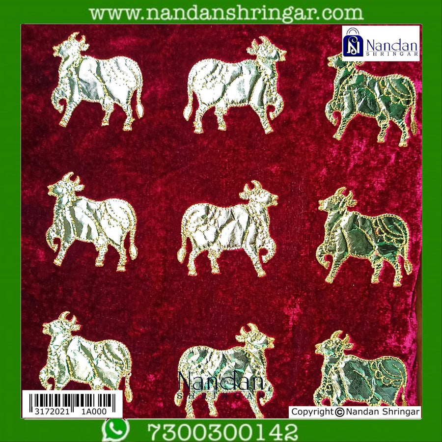 Cow Print Velvet Vastra - Maroon