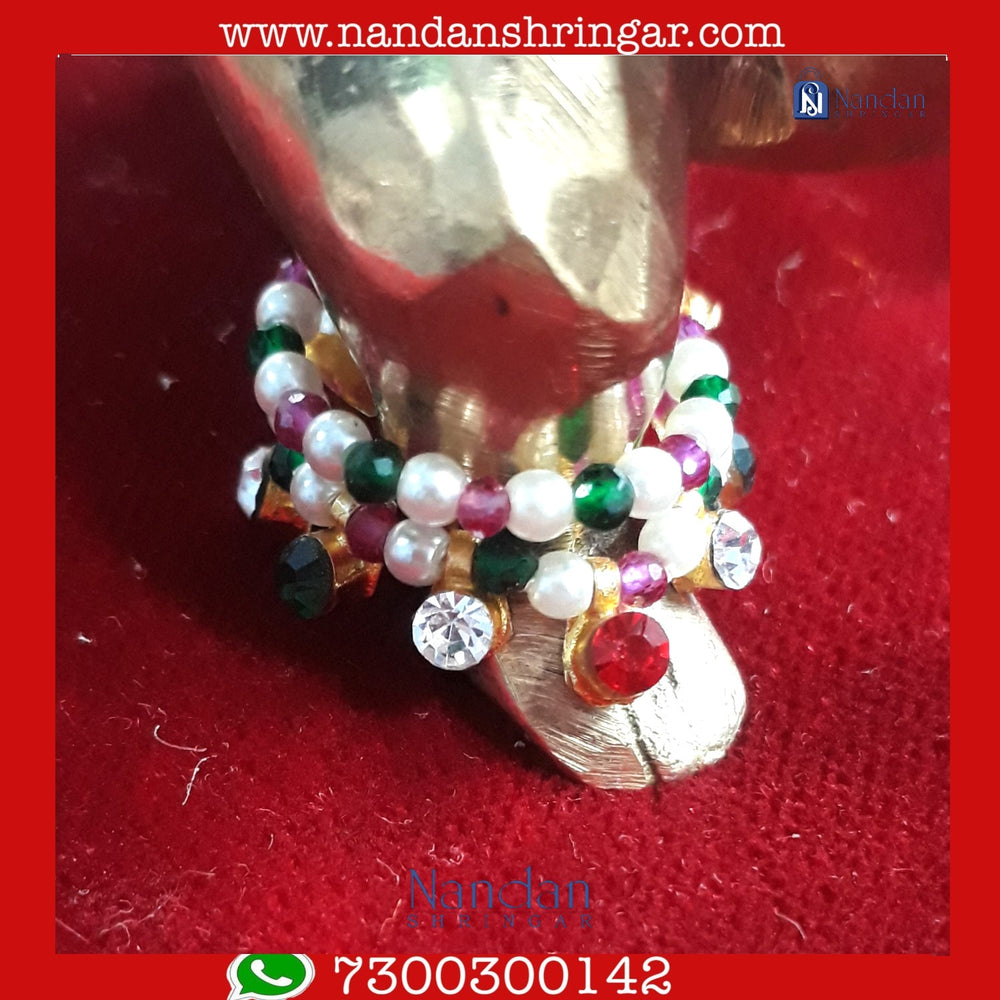 Multicolor Nupur Imitation border from Nandanshringars, featuring intricate designs perfect for Janmashtami celebrations.