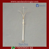 Fine silver flower stick by Utsav Arts, featuring intricate floral designs and a polished finish, displayed against a neutral background.