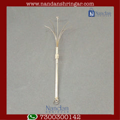 Fine silver flower stick by Utsav Arts, featuring intricate floral designs and a polished finish, displayed against a neutral background.