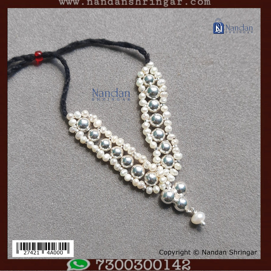 Moti Mala Silver - Real Pearl (No 2)