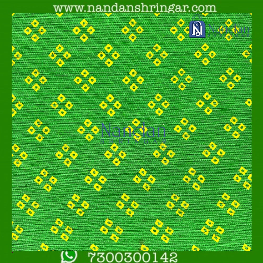 Choufuli Vastra in green (Hara) by nandanshringars, showcasing intricate fabric texture and elegant draping style.