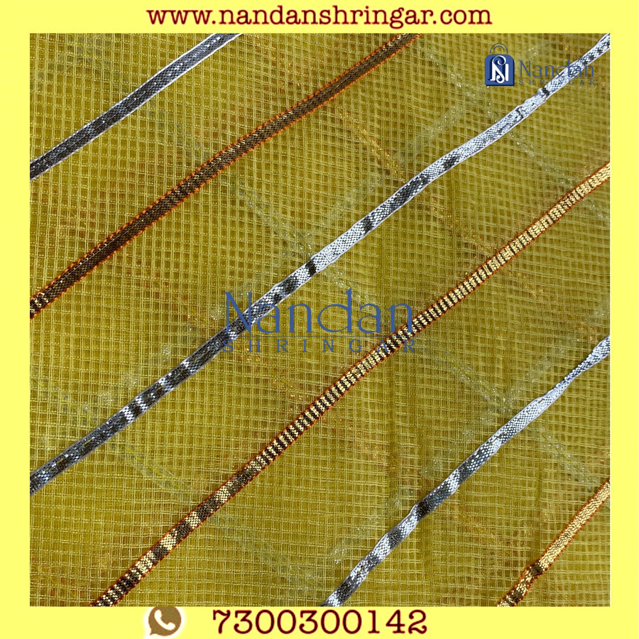 Dhora Wala Doriya Special Zari Vastra - Yellow (Nimbu Pila)