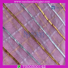 Dhora Wala Doriya Special Zari Vastra in pink by nandanshringars, showcasing intricate zari work and vibrant color.