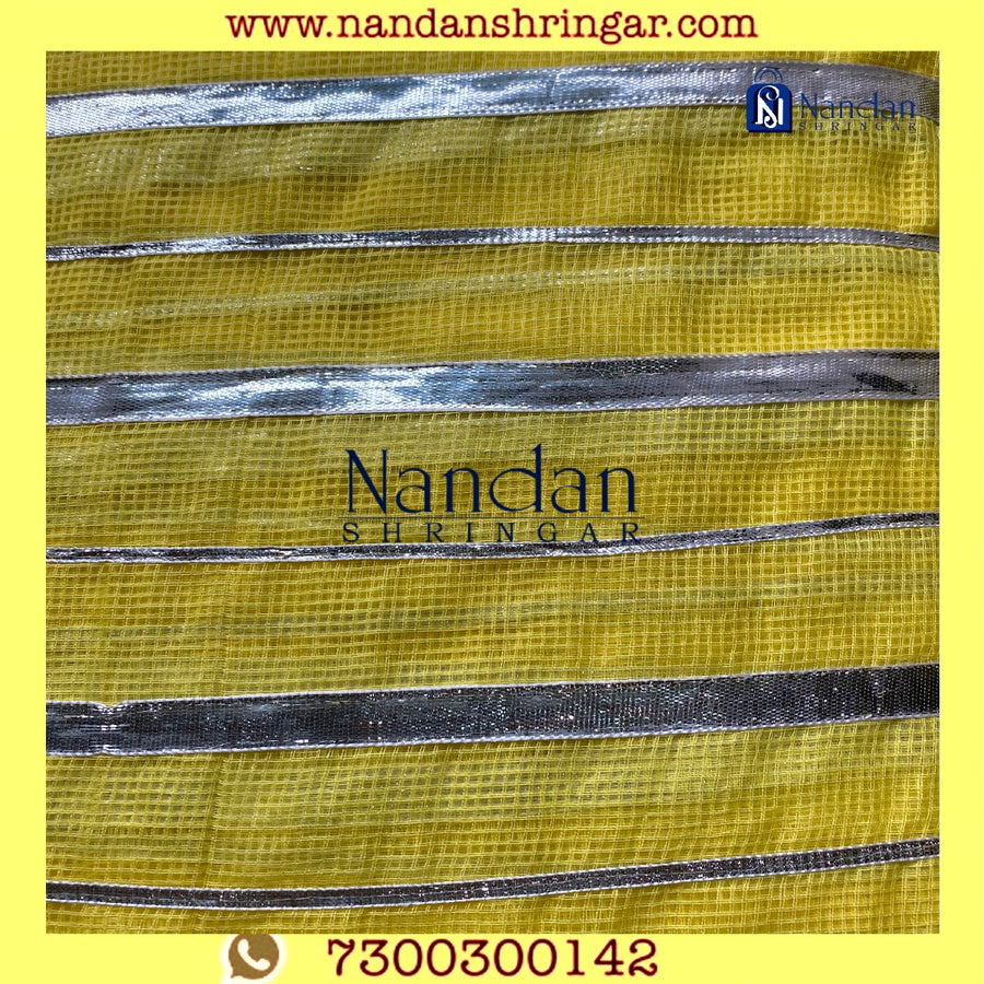 Dhora Wala Doriya Special Zari Vastra - Yellow (Nimbu Pila)