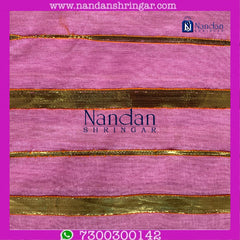 Pink Dhora Wala Doriya Special Zari Vastra by nandanshringars, showcasing intricate zari work and vibrant color.