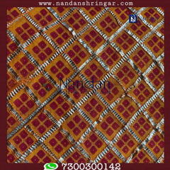 Yellow Choufuli Checks Zari Vastra fabric by nandanshringars, showcasing intricate patterns and texture design.