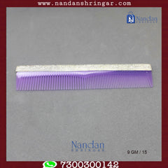 Fine silver comb by Utsav Arts, featuring intricate designs and a polished finish, ideal for hairstyling and grooming.