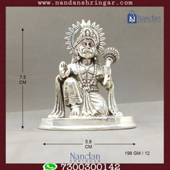 Fine silver statue of Hanuman Ji by Utsav Arts, showcasing intricate details and craftsmanship.