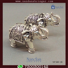Antique Elephant Fine Silver - One Pair
