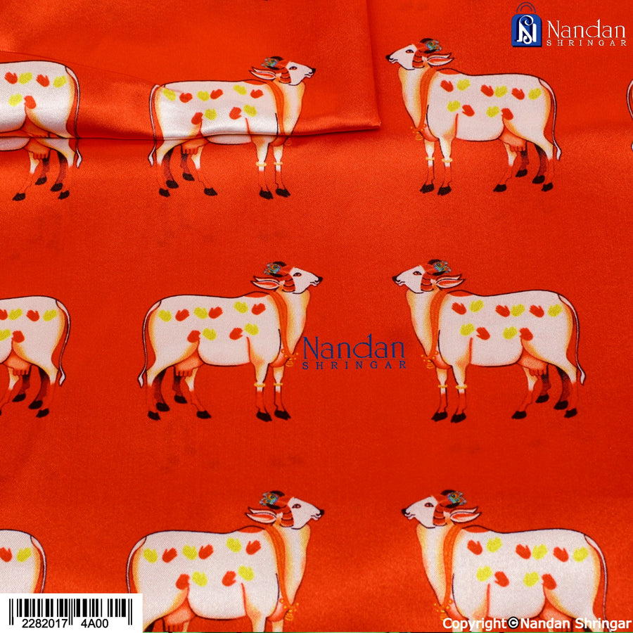 Cow Print Vastra - Orange (Kesari)