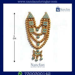 Choldi Chouki Mala in firozi with gold and silver accents, showcasing intricate craftsmanship by nandanshringars.