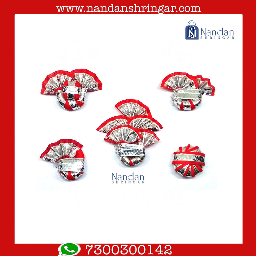Silver Zari Paag Set - Red (Pack of 5)