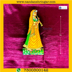 Yellow Gopi Shahnai pair by Nandanshringars, featuring intricate designs and vibrant color suitable for festive occasions.