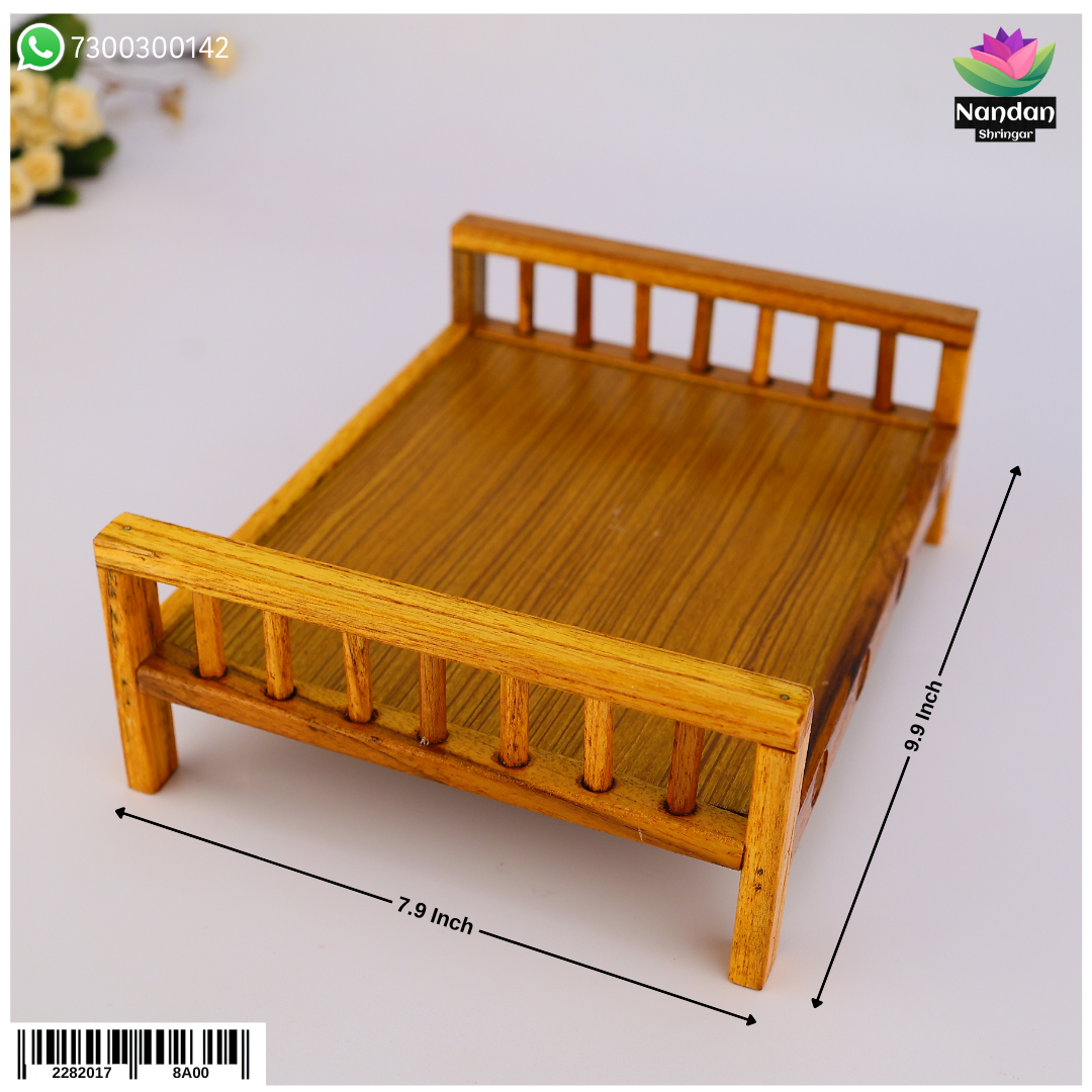 10-inch wooden Shaiya Ji by Nandan Shringar, showcasing intricate carved design on polished wooden surface.