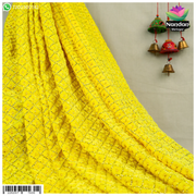 Yellow velvet Choras Kaam Vastra from Nandan Shringar, showcasing intricate embroidery and luxurious fabric detail.