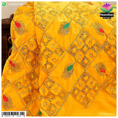 Velvet Mayur Vastra - Yellow