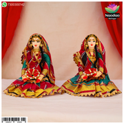Nandanshringars cloth Gopi earrings, one pair, 6-inch length, traditional Indian jewelry with intricate design and vibrant details.