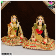 Nandanshringars cloth Gopi set pair, 6-inch traditional decorative earrings with intricate design and gold-tone finish.