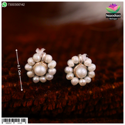 Nandanshringars Moti Karnfool with real pearls, intricate traditional jewelry set with pearl embellishments and detailed craftsmanship