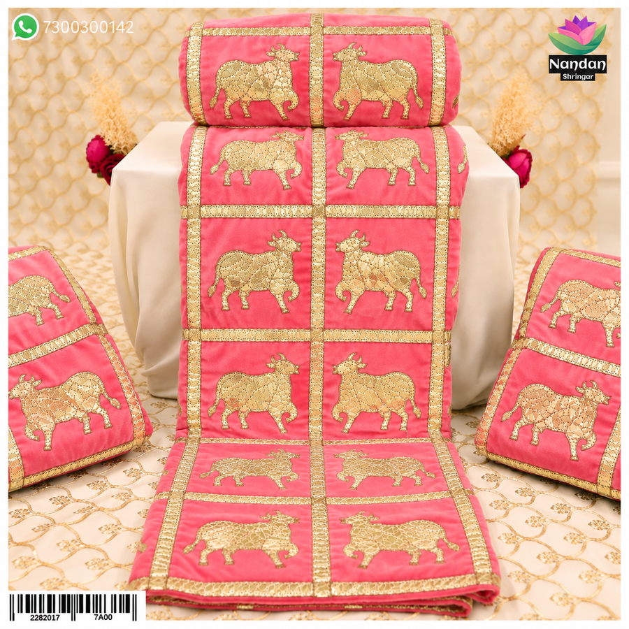 Cow Print Velvet Vastra - Pink (Box Pattern)