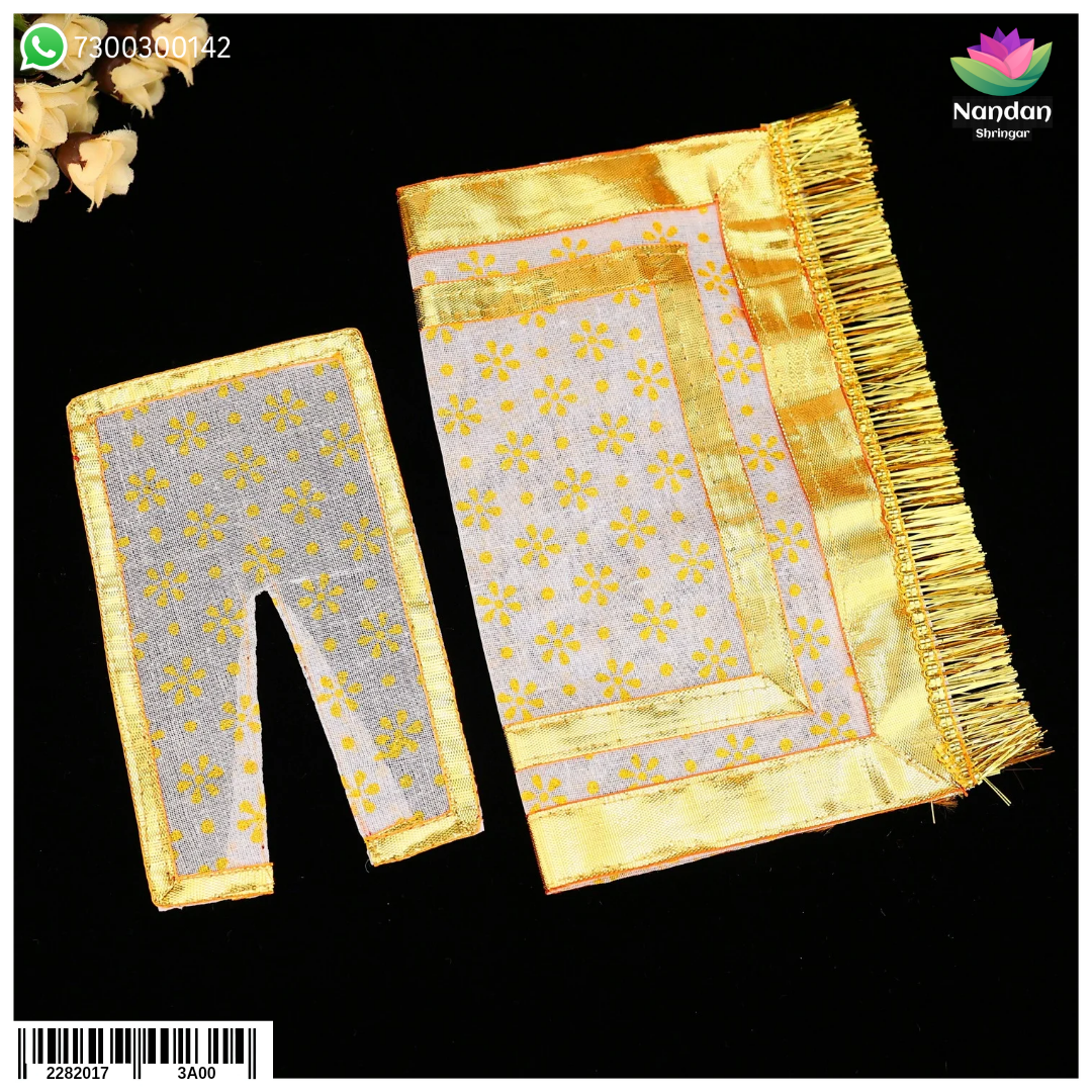 White Navratri Chapa Chira Odhni by nandanshringars, featuring traditional fabric with intricate design details.