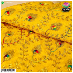 Mayur Zari Kaam Vastra - Yellow
