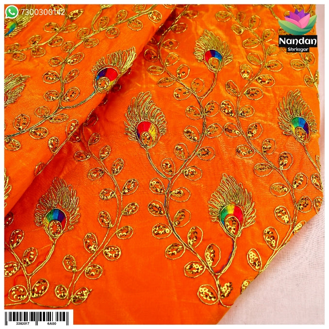Mayur Zari Kaam Vastra - Orange
