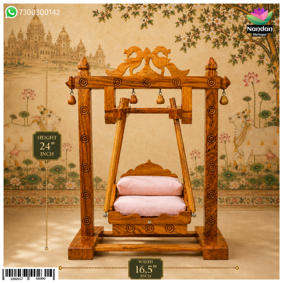 Wooden Hindola Square No.3 by Nandanshringars, showcasing a handcrafted traditional wooden musical instrument with intricate detailing.