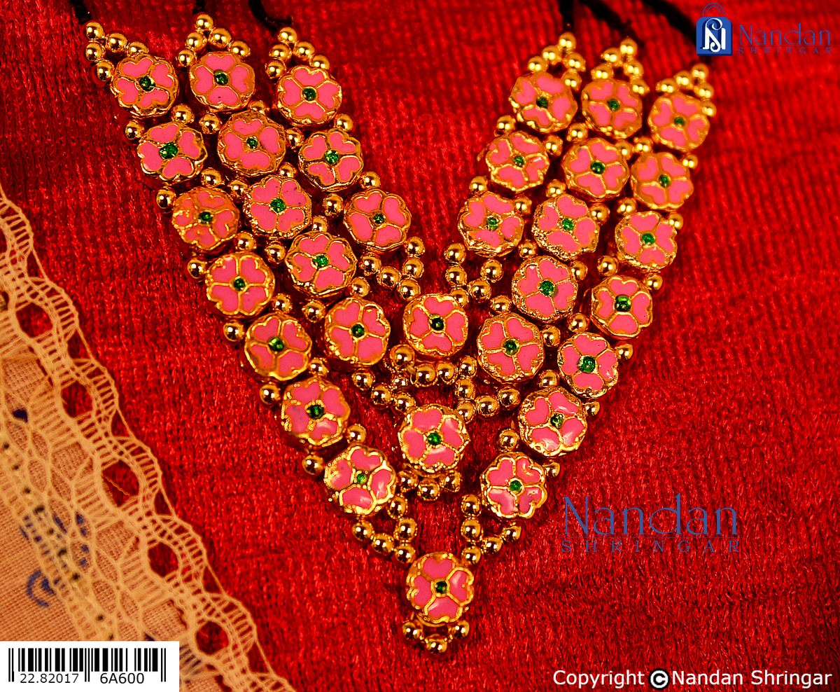 Meenakari Mala - Pink Firozi