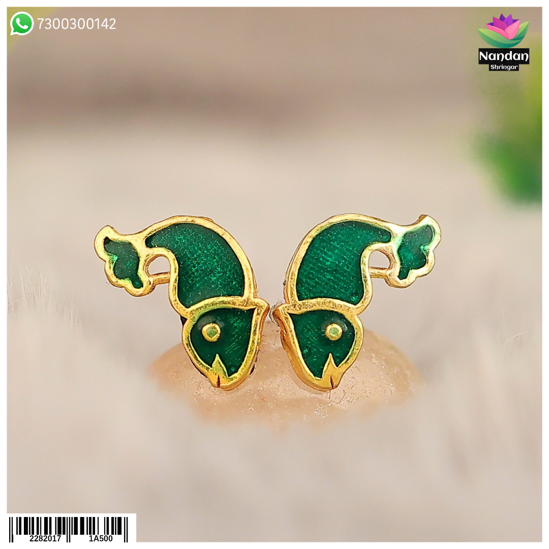Meenakari Matasyakrit Kundal - Green(Silver)