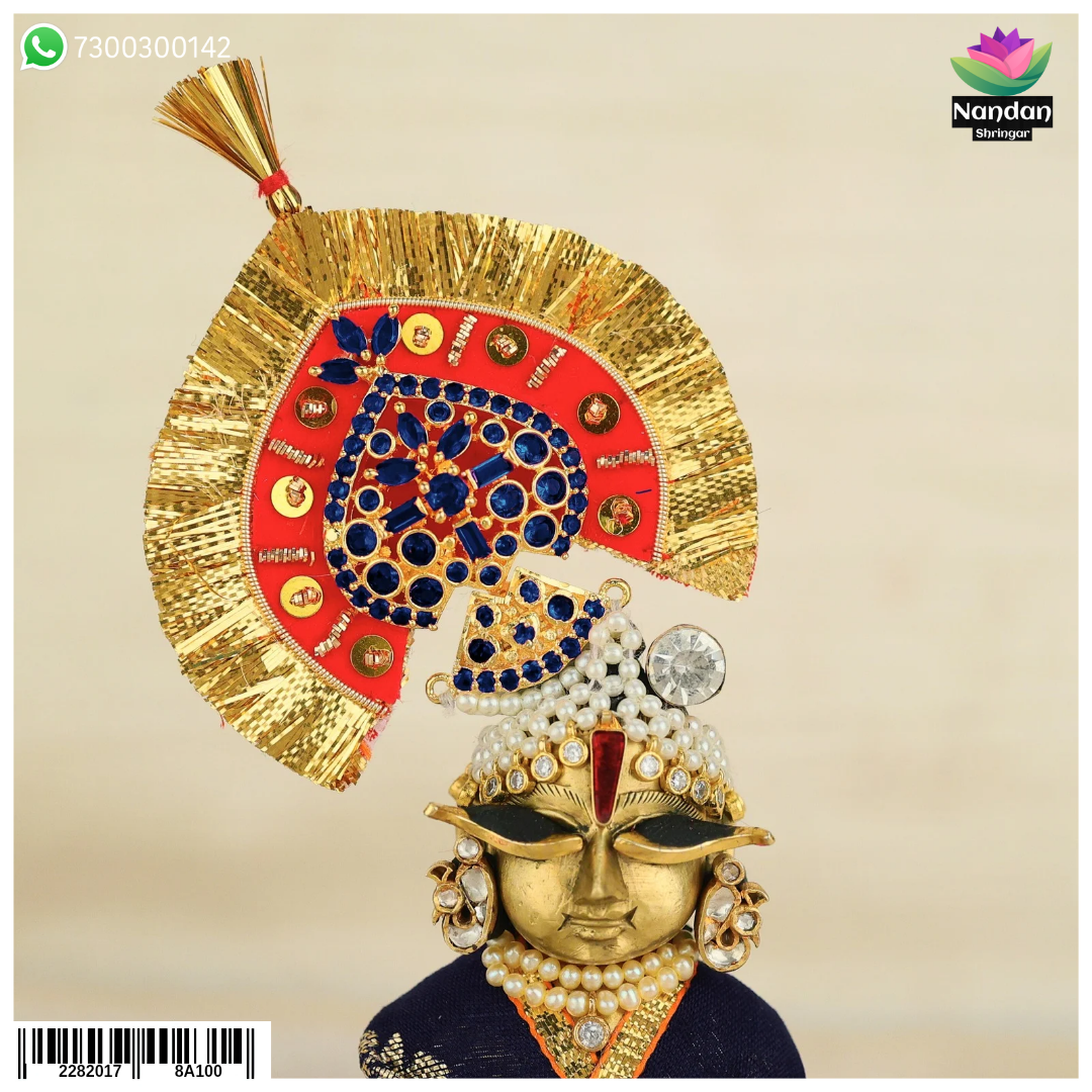 Laddu Gopal Silver Mukut (Golden-Blue)