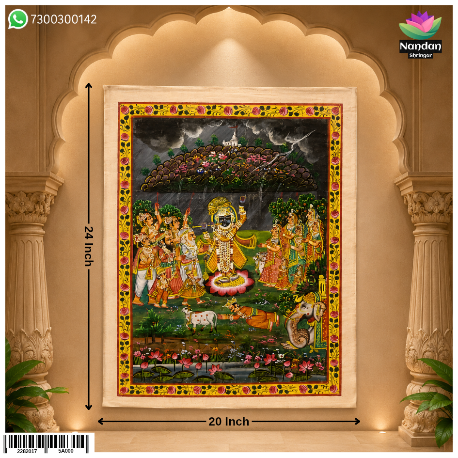 Hand-Painted Govardhan Leela Pichwai