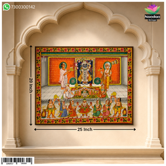 Hand-painted Nand Mahotsav Pichwai by Nandan Shringar featuring intricate traditional textile artwork.