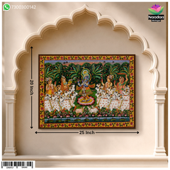 Hand-painted Gopashtami Pichwai by Nandan Shringar featuring intricate traditional textile artwork with vibrant colors.